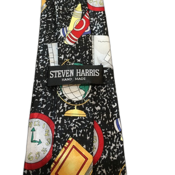 Steven Harris Teacher Tie Black White - Picture 4 of 5